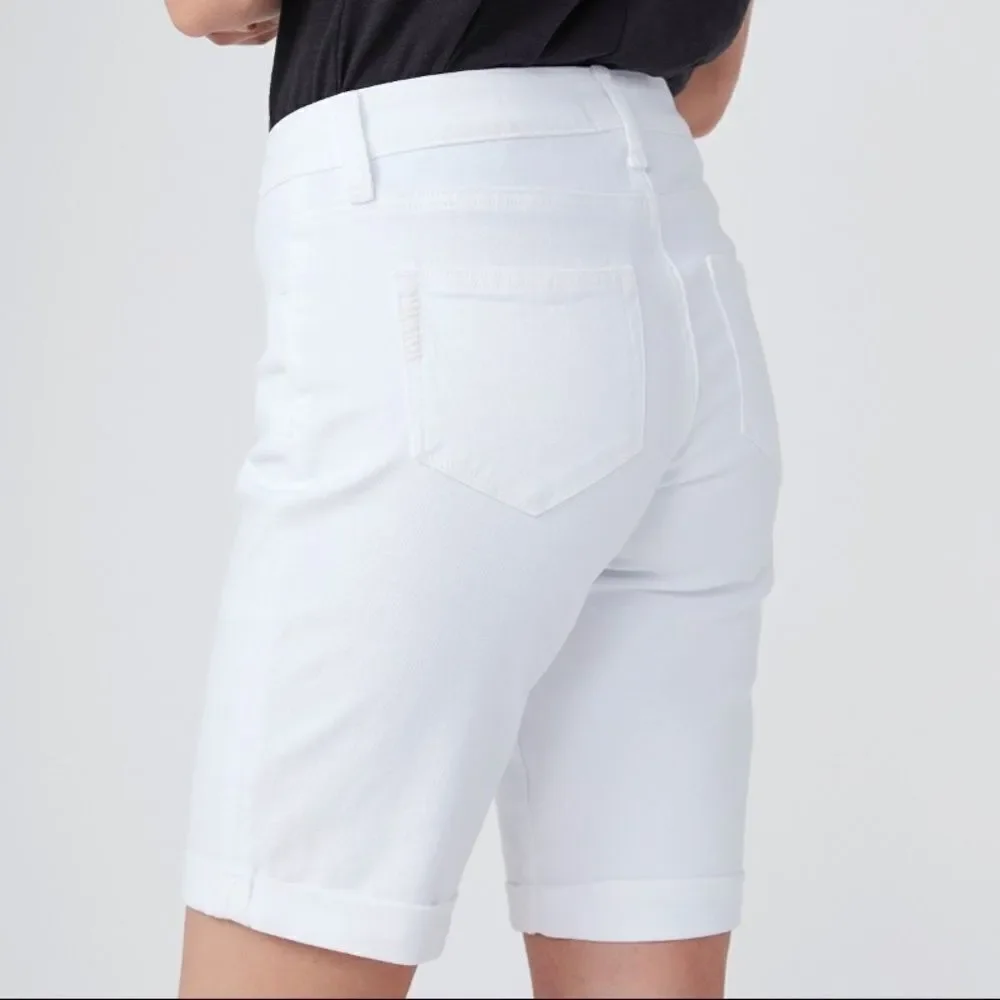 PAIGE DENIM Optic White Y2K Jax Knee Shorts Bermuda Denim Jean Shorts 24
